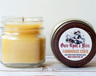 Farmhouse Cider Beeswax Jar Candle | 8 oz. | Natural | Mason Jars | Scented