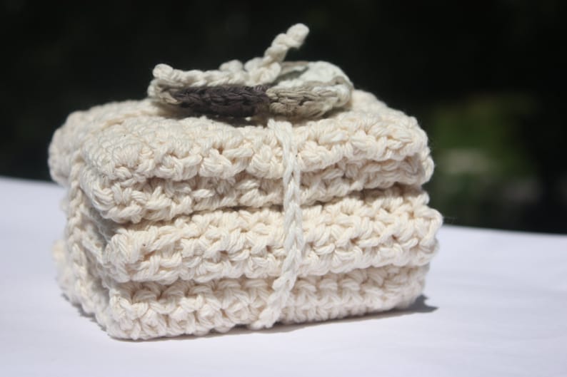 Ecru Crochet Baby Washcloths Baby Wash Cloth Ecru Cotton Etsy