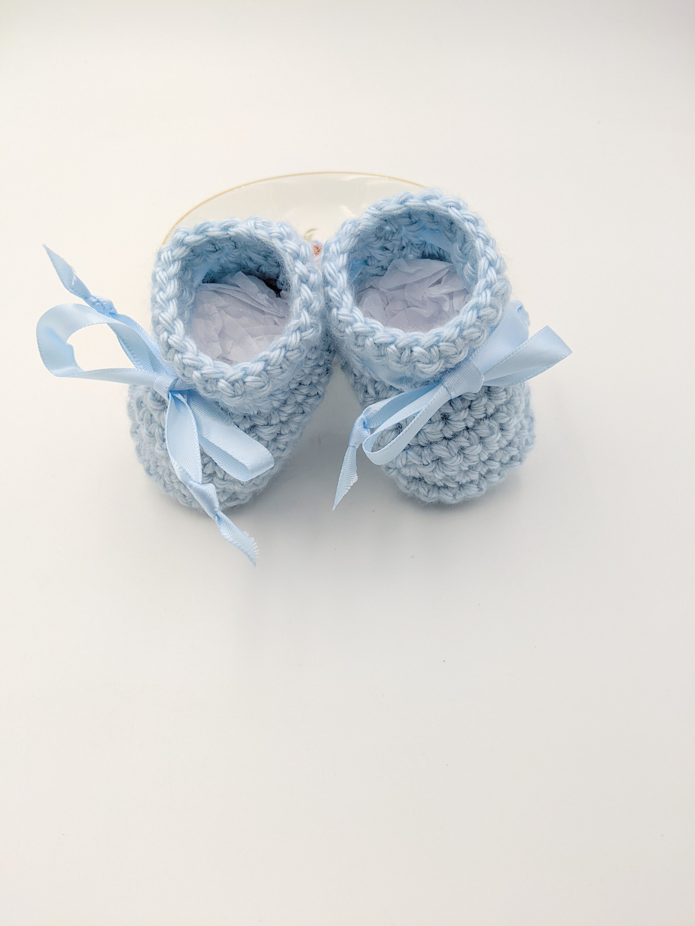 Blue Baby Boy Booties Crocheted Newborn Baby Booties With Etsy