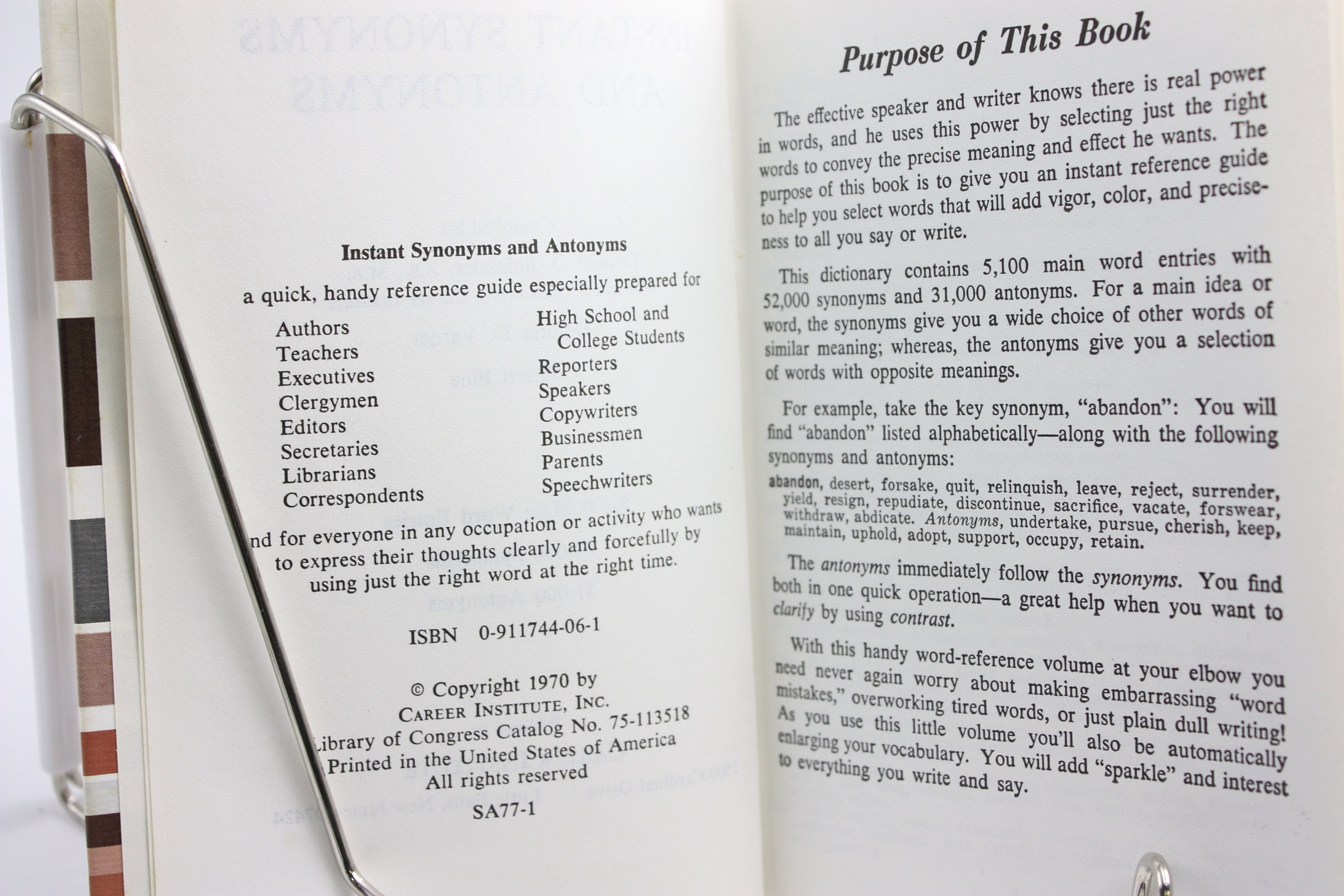 Instant Synonyms and Antonyms Word Reference Book Language Arts Book Etsy