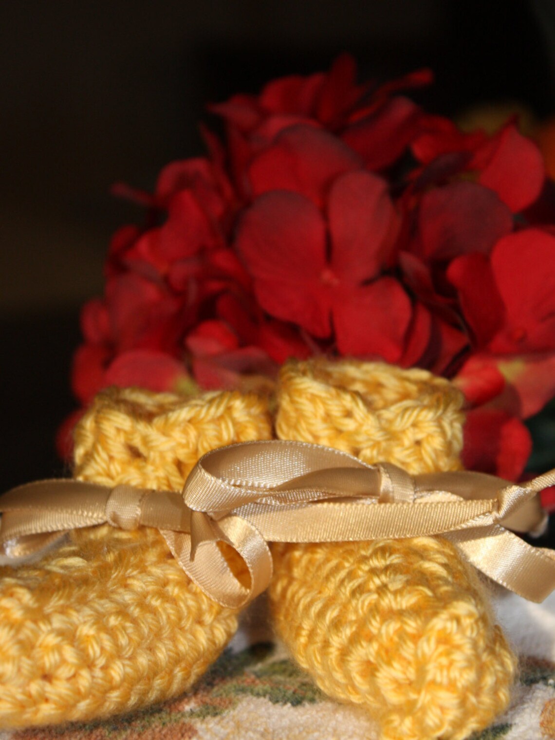 Gold Fall Preemie Baby Booties Crocheted Baby Booties Baby Etsy