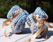 Blue Camo Baby - Military Baby Boy - Newborn Camo Baby - Baby Boy Camo Booties - Blue and Brown Booties