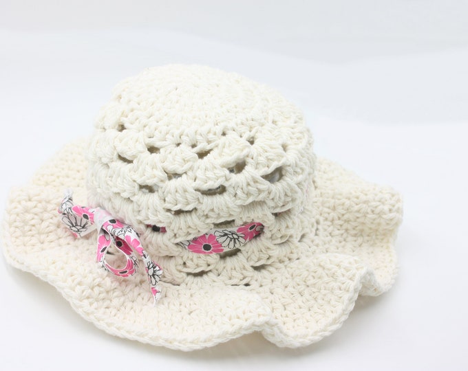 Ecru Cotton Baby Sun Hat Crochet Baby Summer Hat Baby Bucket Hat Etsy