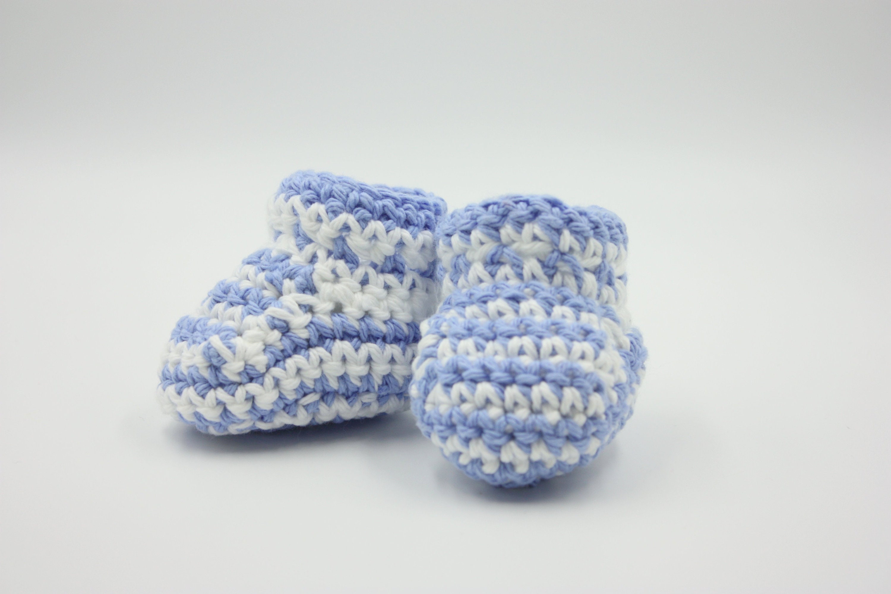 Blue White Striped Cotton Baby Booties Summer Newborn Booties Crochet ...