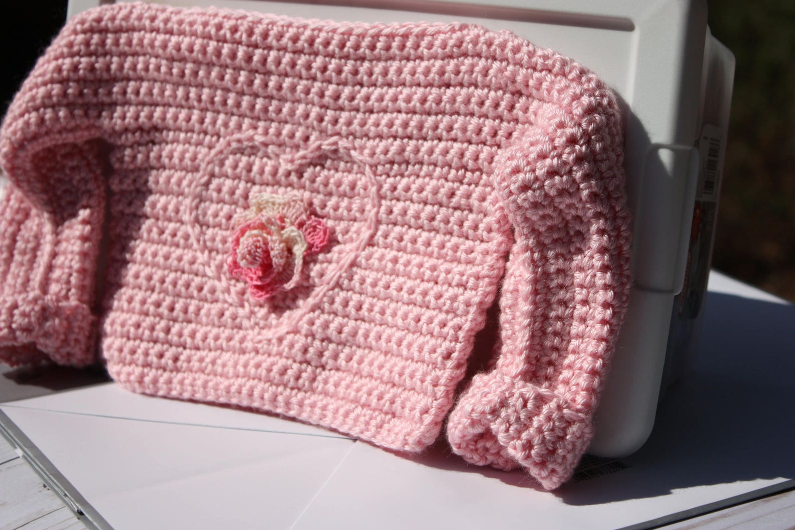 Crochet Pink Baby Sweater Baby Girl Sweater Heart Baby Sweater Flower