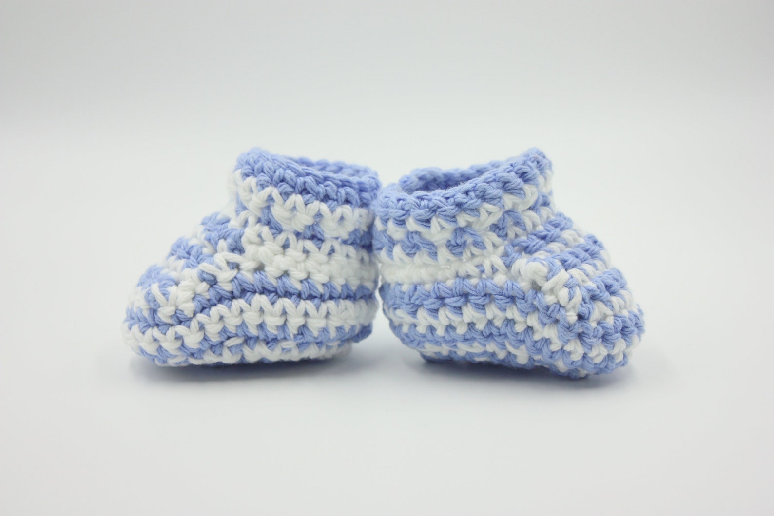 Blue White Striped Cotton Baby Booties Summer Newborn Booties Crochet ...