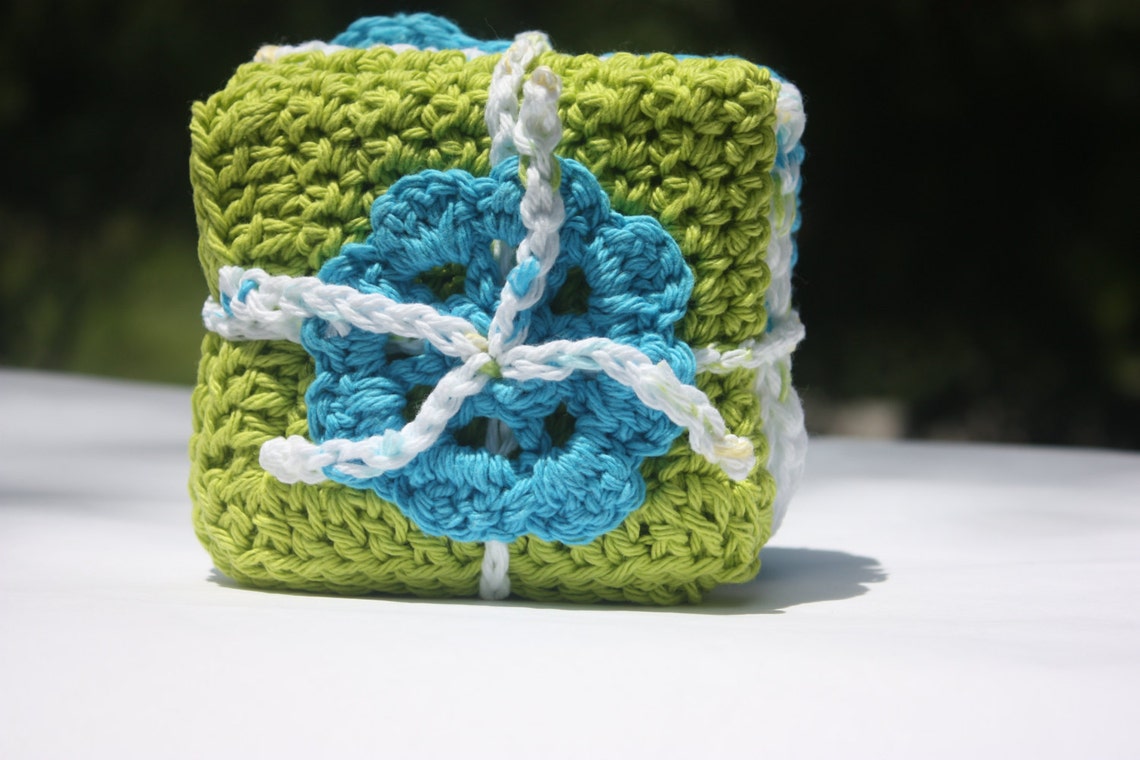 Blue Green Baby Washcloths Crochet Baby Washcloths Cotton Crochet