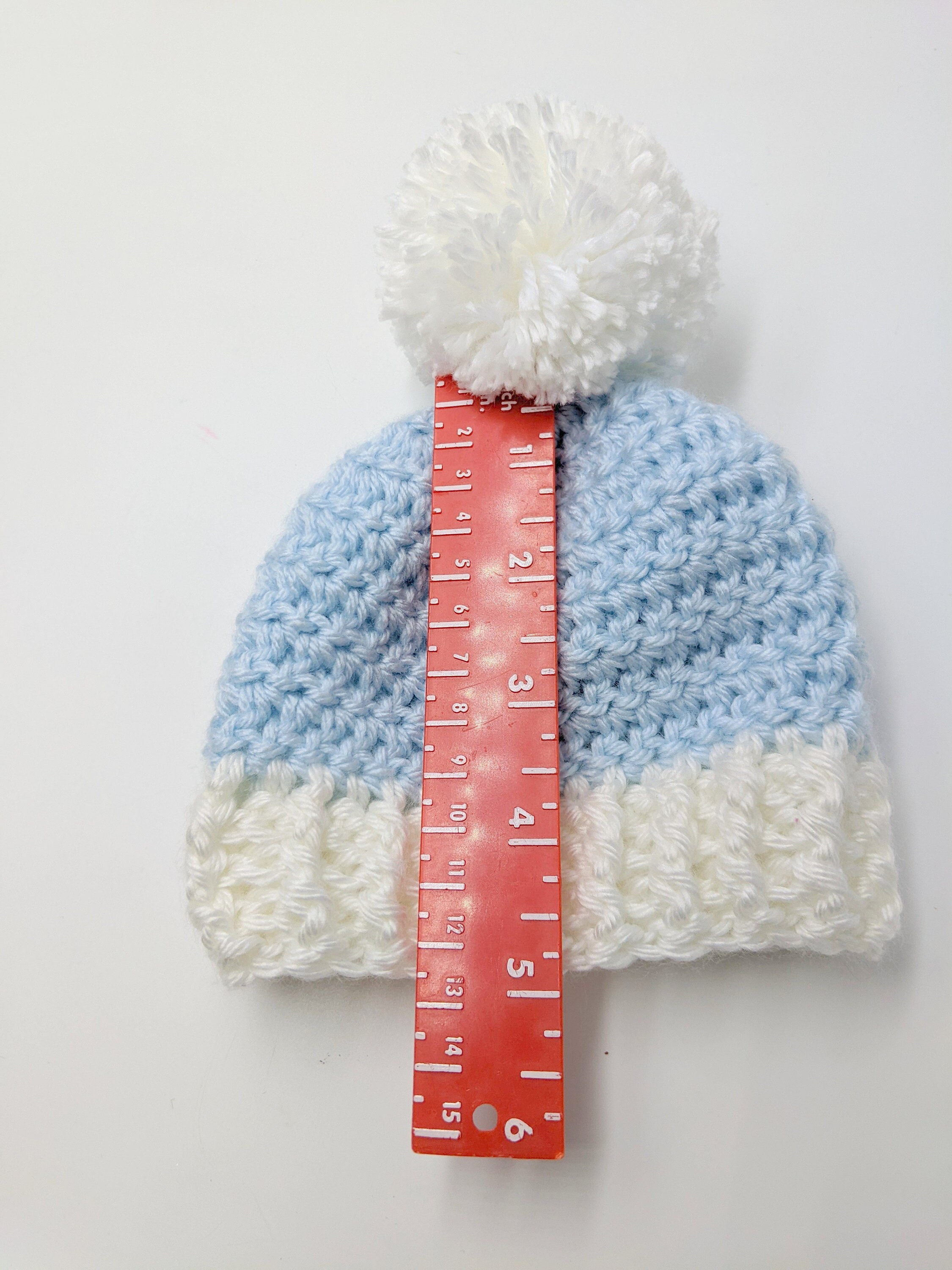 Baby Boy Blue Hat Crochet Blue Newborn Hat With White Ribbing and