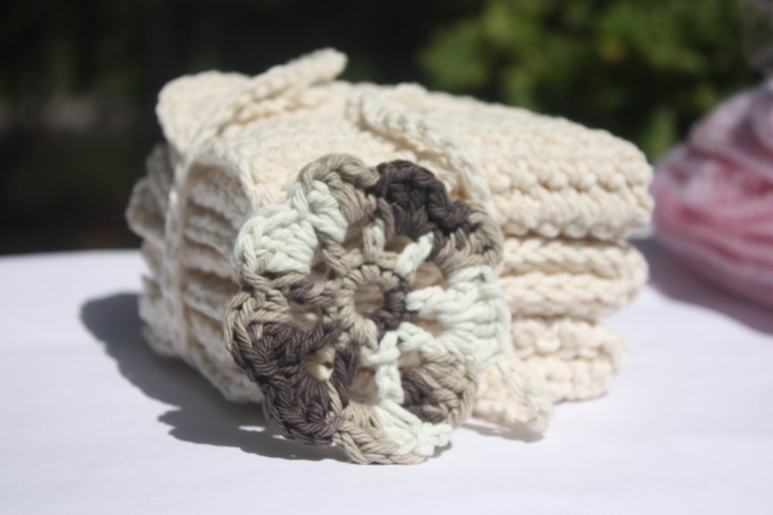 Ecru Crochet Baby Washcloths Baby Wash Cloth Ecru Cotton Etsy