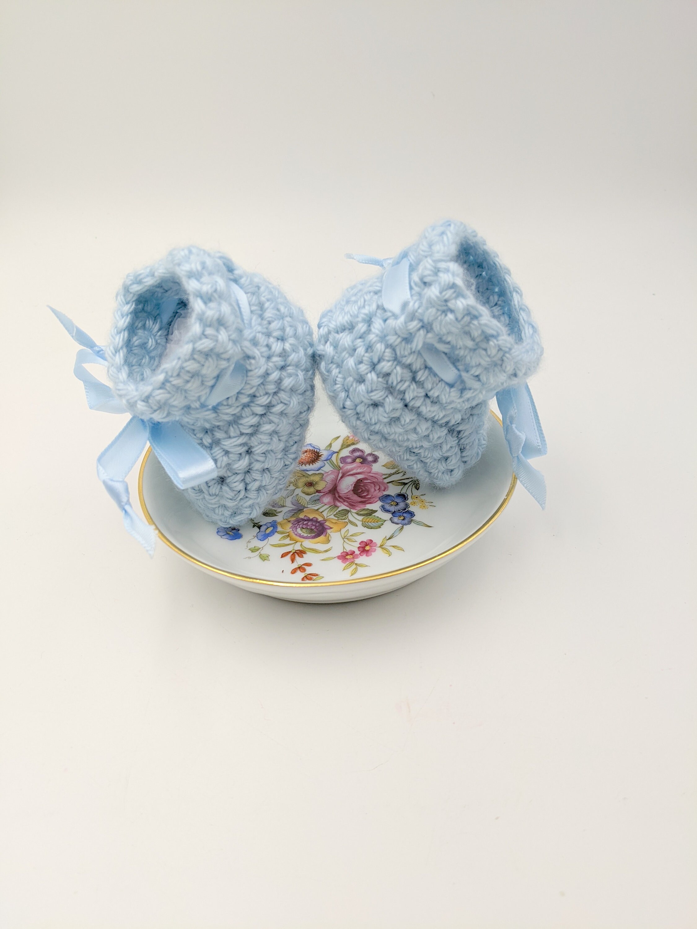 Blue Baby Boy Booties Crocheted Newborn Baby Booties With Etsy