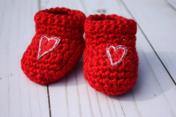 red heart baby booties