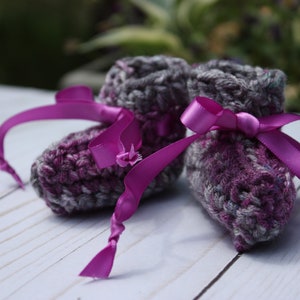 Purple Gray Preemie Booties Crochet Preemie Booties - Etsy