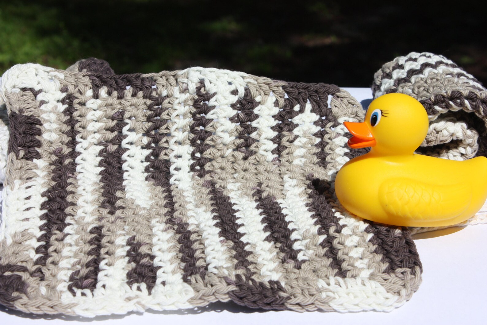 Crochet Baby Washcloths Brown and White Washcloths Washcloth Set Baby