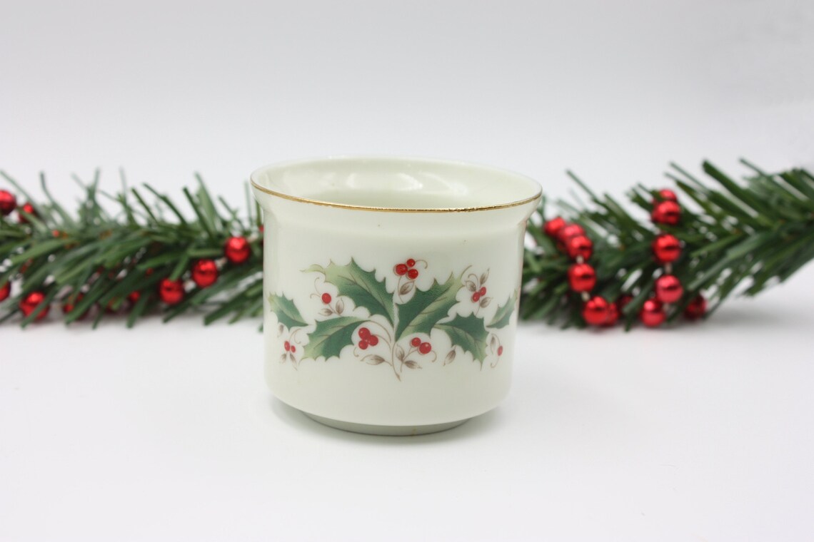 Christmas Holly Mini Hurricane Lamp Porcelain Holiday Etsy