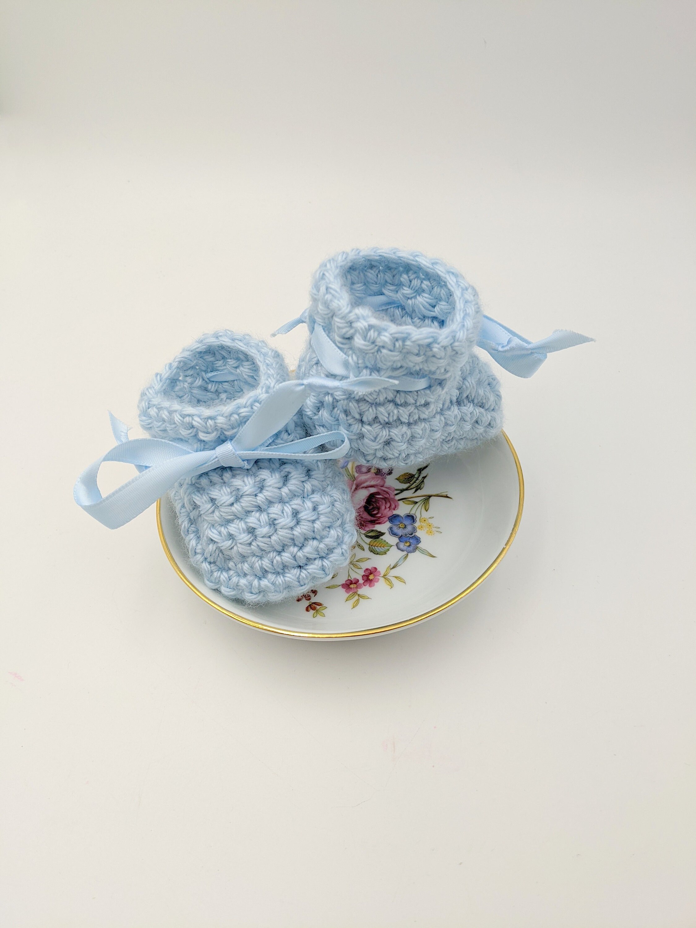 Blue Baby Boy Booties Crocheted Newborn Baby Booties With Etsy