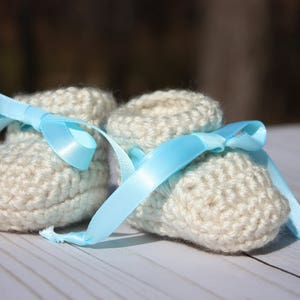 Oatmeal Newborn Baby Booties Oatmeal Crochet Booties Baby Boy Booties image 1