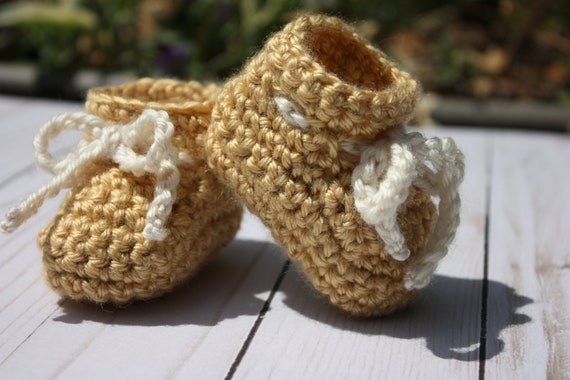 gold baby booties