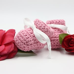 Pink Cotton Baby Booties  Crochet Summer Booties  Newborn Girl Booties Pink Baby Shoes