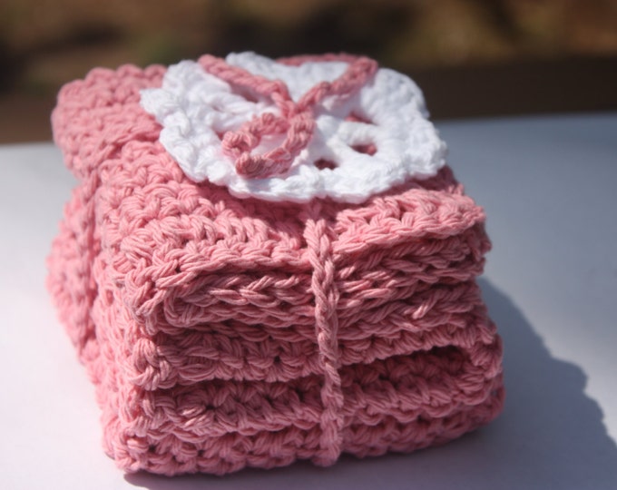 Pink Baby Washcloths Crocheted Pink Washcloths Baby Girl Washcloths
