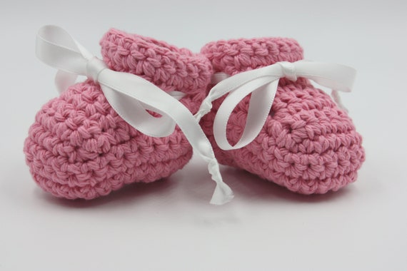 Pink Cotton Baby Booties Crochet Summer 