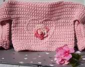 Crochet Pink Baby Sweater - Baby Girl Sweater - Heart Baby Sweater - Flower Pink Baby Sweater