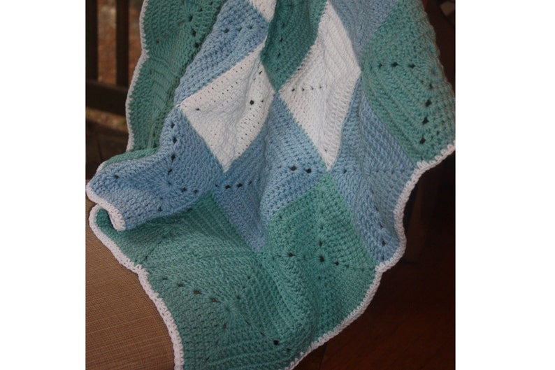 Blue and Green Granny Square Baby Blanket Blue and Green Crocheted Baby Blanket Baby Boy Baby