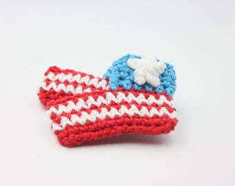 Red, White, Blue Preemie Baby Booties - July Baby Booties - Cotton Preemie Booties