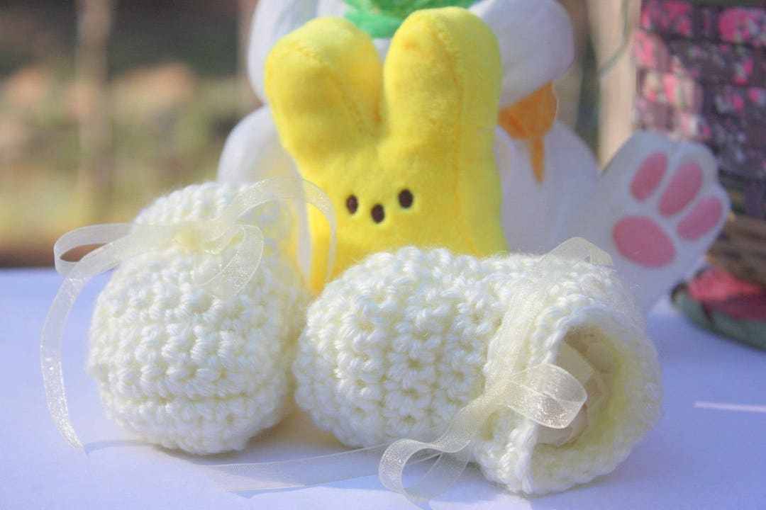 Pastel Yellow Crocheted Baby Booties Yellow Baby Shoes Crocheted Baby