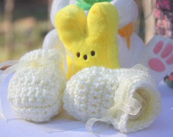 Pastel Yellow Crocheted Baby Booties Yellow Baby Shoes  Crocheted Baby Gift Newborn Baby Booties