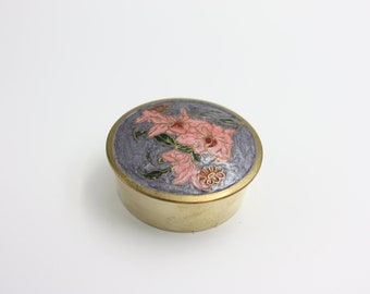 Floral Trinket Box - Cloisonne Metal Box