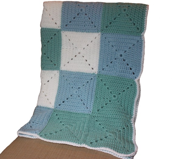 Blue and Green Granny Square Baby Blanket Blue and Green Etsy