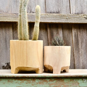 Modern Natural Timber Footed Indoor Plant Pot Planter