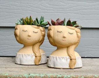 Cute Ceramic Earthenware and Glazed Bella Girl Planter