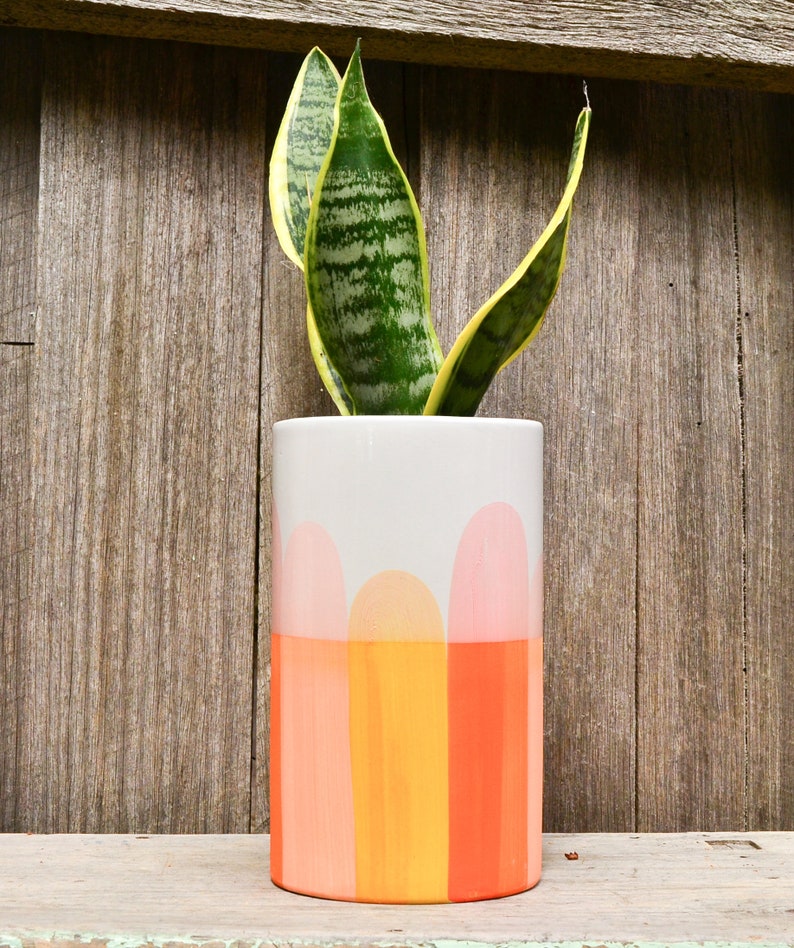 White Ceramic Hand Painted 'horizon' Vases Etsy Australia