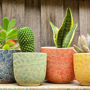 Mandala Colourful Painted Patterned Plant Pot Planter