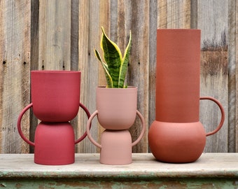 Sedona Modern Minimalist Matte Metal Planters or Vase