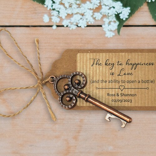 Key Bottle Opener Wedding Favour With Personalised Label Etsy UK