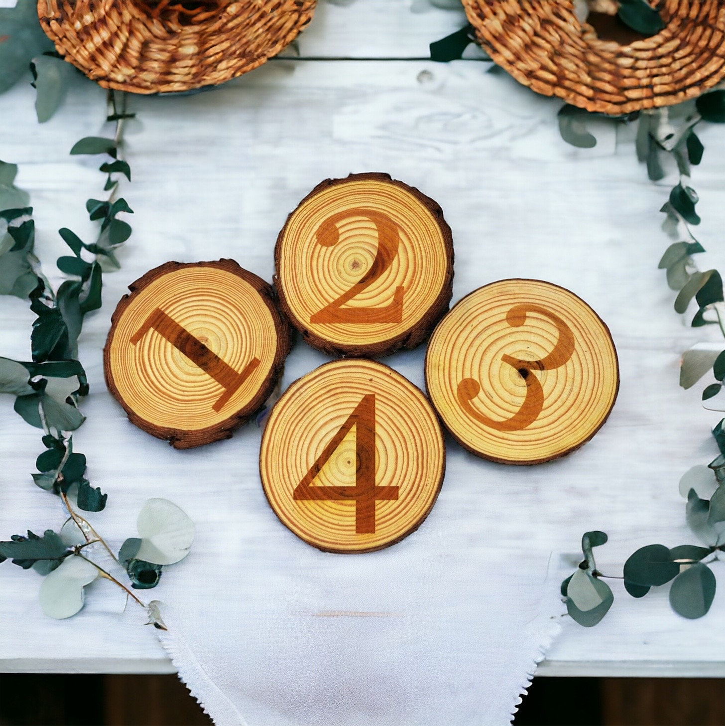 Wood Slice Table Numbers - Rustic Wood Log Slices Wood Slice Table Numbers - Rustic Wood Log Slices