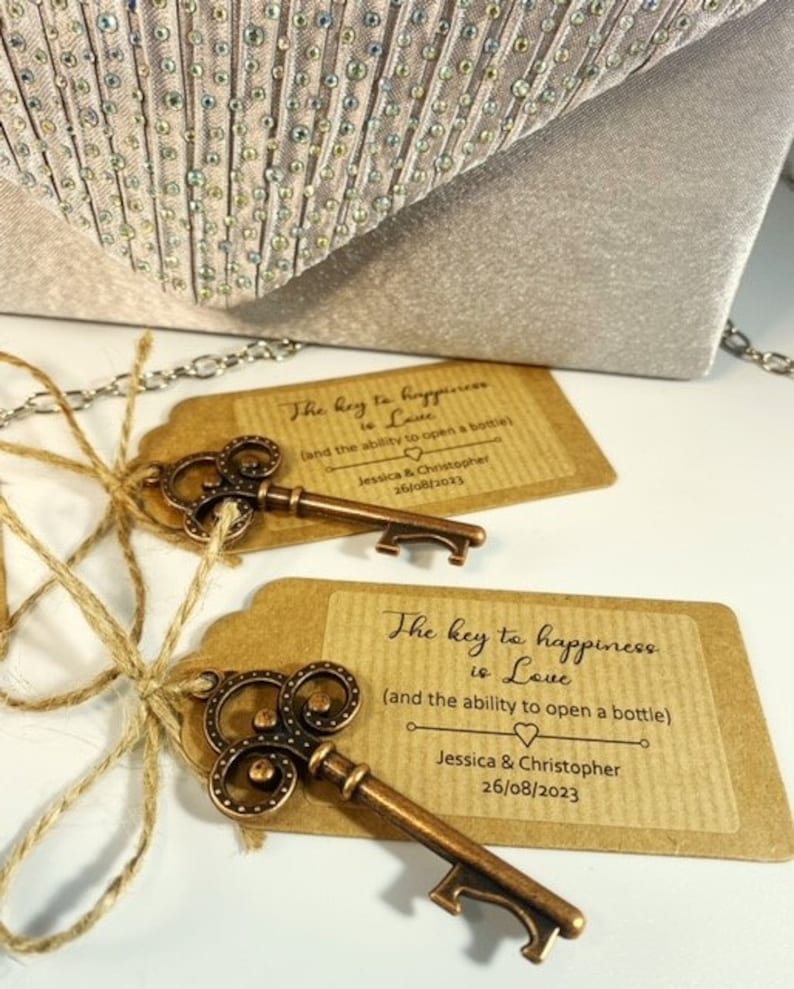Key Bottle Opener Wedding Favour With Personalised Label Etsy UK