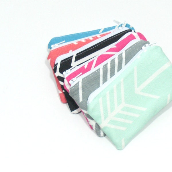 Mint Arrow Style Change Purse, Coin Purse, Small Zipper Pouch, Girls Party Favor