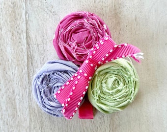 Lavender Flower Hair Clip, Floral Hair Clip, Layered Hair Flower, Rolled Flower Hair Clip, Toddler Flower Clip, Little Girl Hair Clip