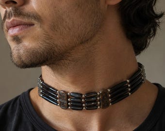 Justerbart halsband med tribalt buffelben
