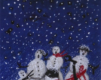 Snow Songs, a Holiday Greeting Card, Snowman Card, single image box of holiday greeting cards