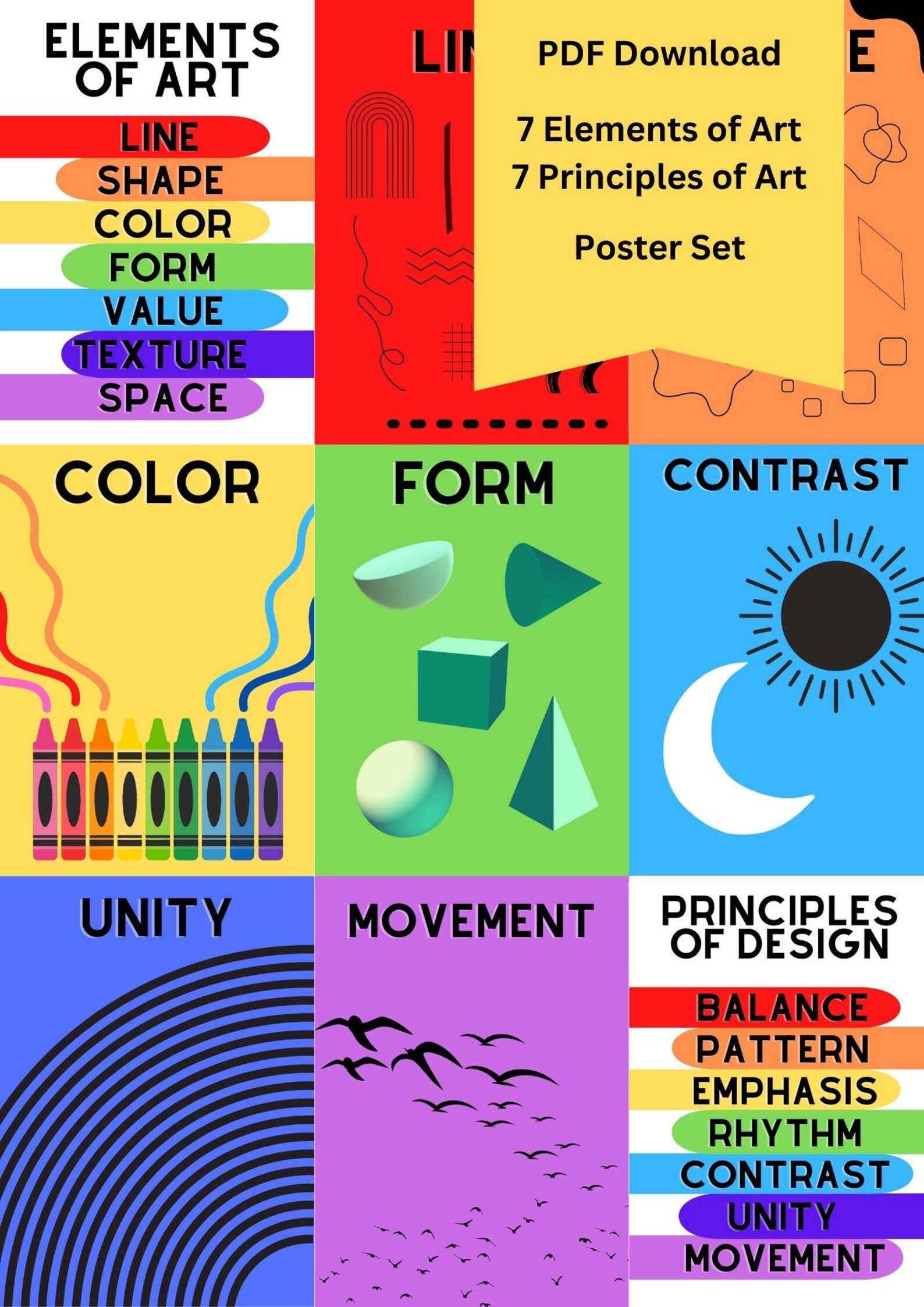 Elements Of Art Principles Of Design Poster Set Etsy