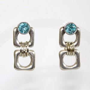 Crystal Blue Drop Earrings, Antique Silver and Premium Crystal Drop Earrings