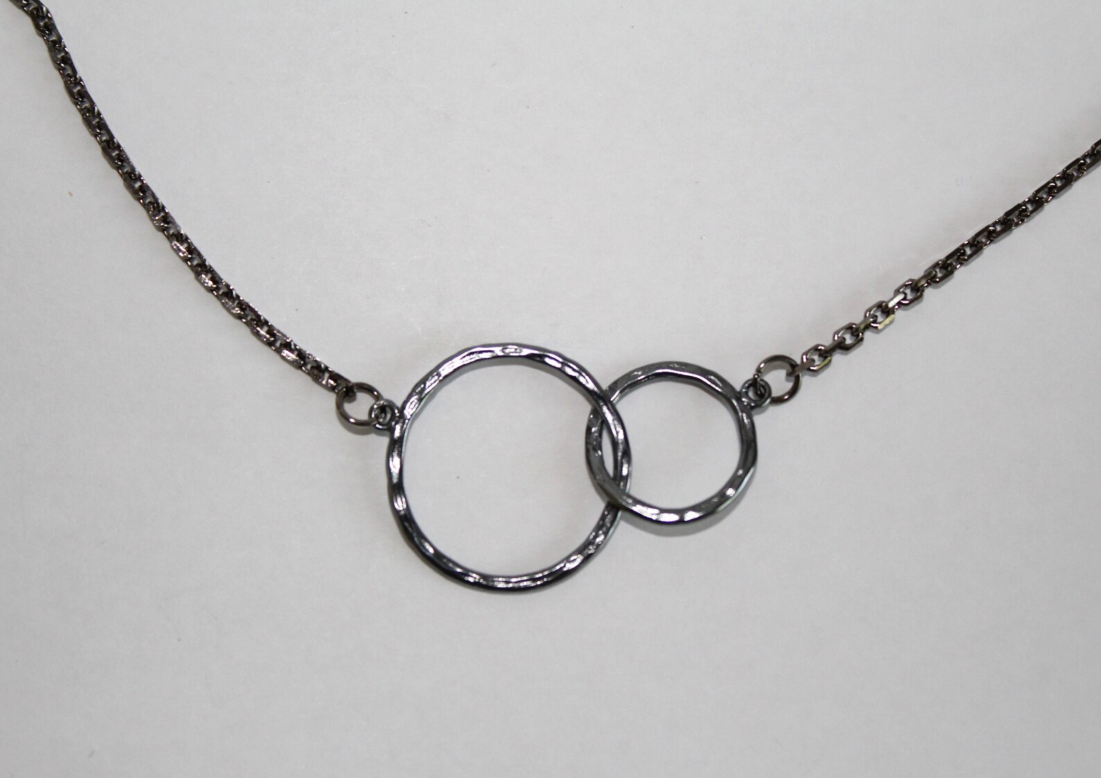 Gunmetal Circle Necklace Interlocking Circles on Gunmetal Etsy