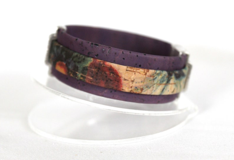 Layered Cork Bracelet Purple Cork With Layered With Water Etsy