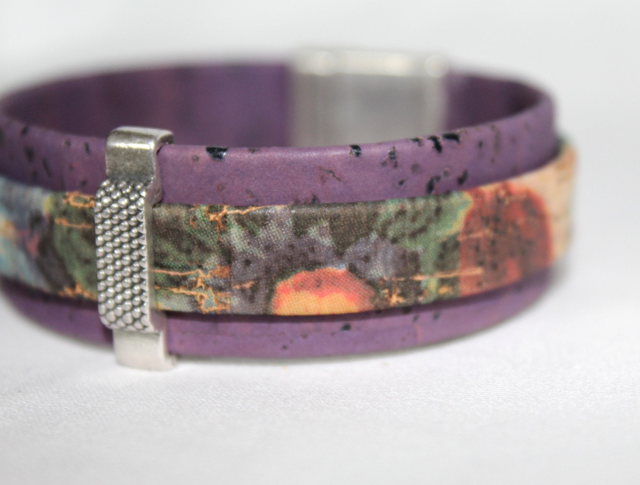 Layered Cork Bracelet Purple Cork With Layered With Water - Etsy