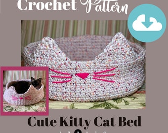 DIY Crochet Pattern | Kitty Cat Crochet Bed | Instructions | Instant PDF Download