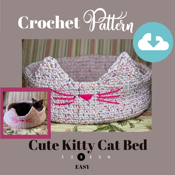 DIY Crochet Pattern | Kitty Cat Crochet Bed | Instructions | Instant PDF Download